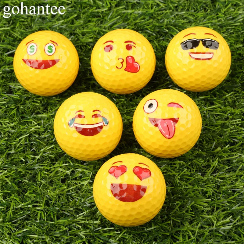 gohantee 3Pcs Funny Emoji Faces Golf Balls Novelty Golf Practice Balls Lovely Face Pattern Golf Balls for Kids Beginner Training