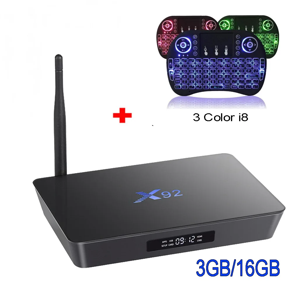 X92 3 ГБ ОЗУ 32 ГБ Восьмиядерный процессор Amlogic S912 Android 7.1.2 Smart tv Box 2,4/5,8G Wifi 4K 3D H.265 телеприставка медиаплеер PK X96 M8S - Цвет: 3 16G add 3 Color i8