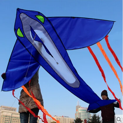 

High Quality NEW Toy Blue 3M Power Shark Kites With Handle Line Good Flying Factory Direct Sale