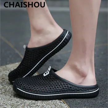 

CHAISHOU New Men Summer Slides Breathable Man Shoes fahsion Flat Sandals Male Flip Flops Casual Footwear Chaussons 38-45 F-218