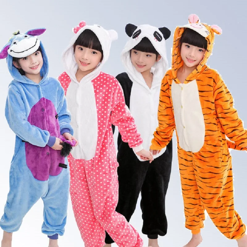 

Baby Boys Girls Pajamas Autumn Winter Children Flannel Warm animal penguin Stitch panda Onesie Sleepwear totoro Pajamas for Kids