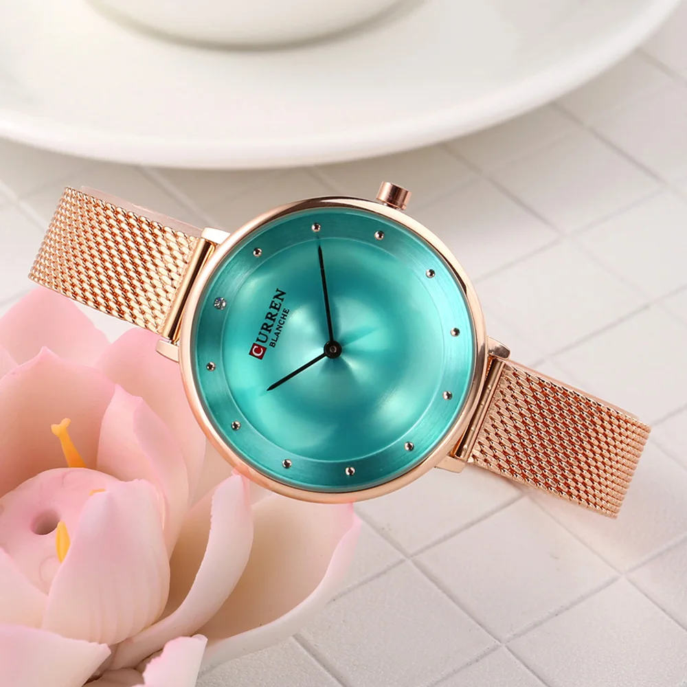 CURREN 9029 Female Quartz Watch Gem Dial Ultra-Thin Knit Strap Top Brand Female Luxury Wristwatch Girl Clock Relogio Feminino top brand (31)
