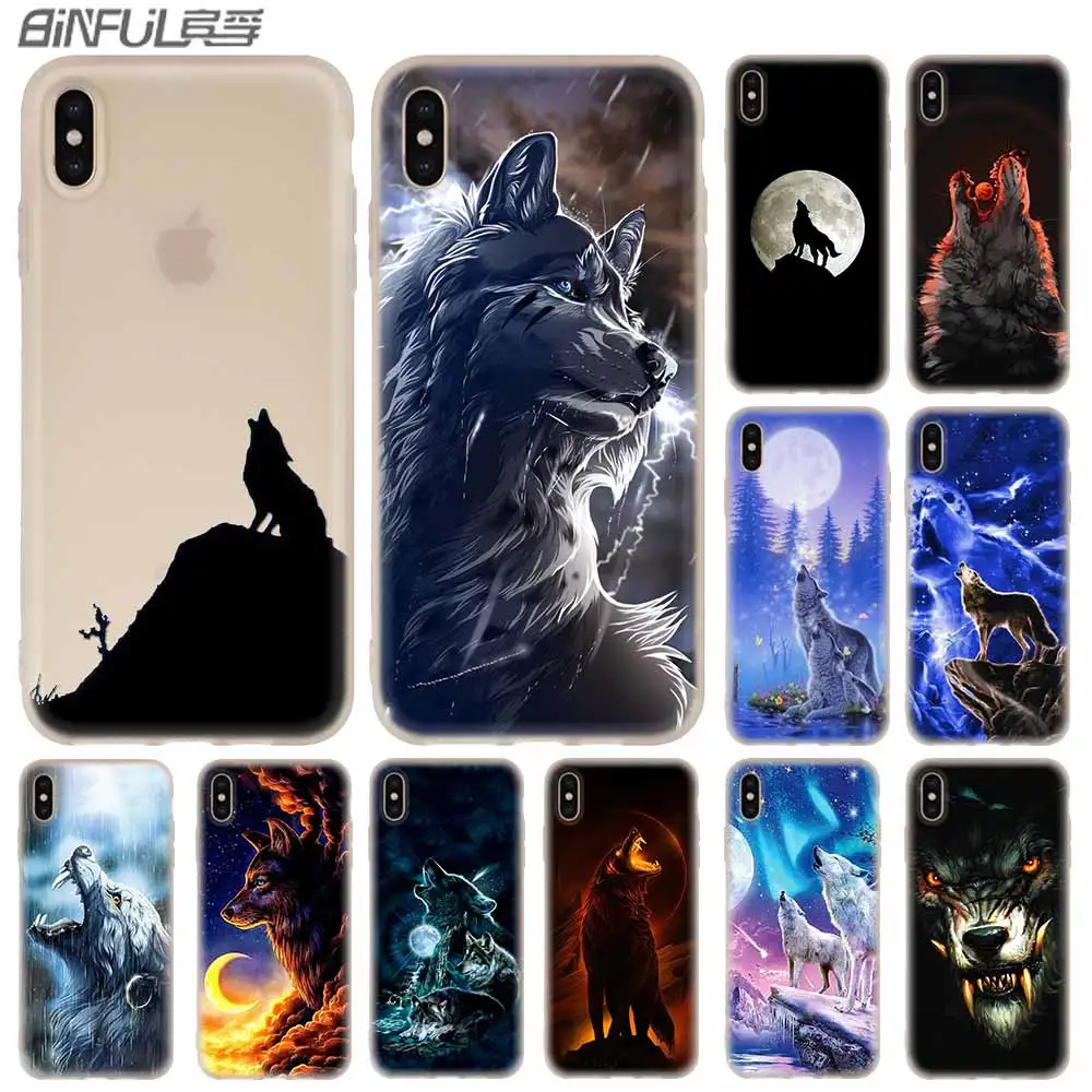 Чехлы для телефонов силиконовый мягкий чехол iPhone 11 Pro X XS Max XR 6 6S 7 8 Plus 5 4S SE howling wolf