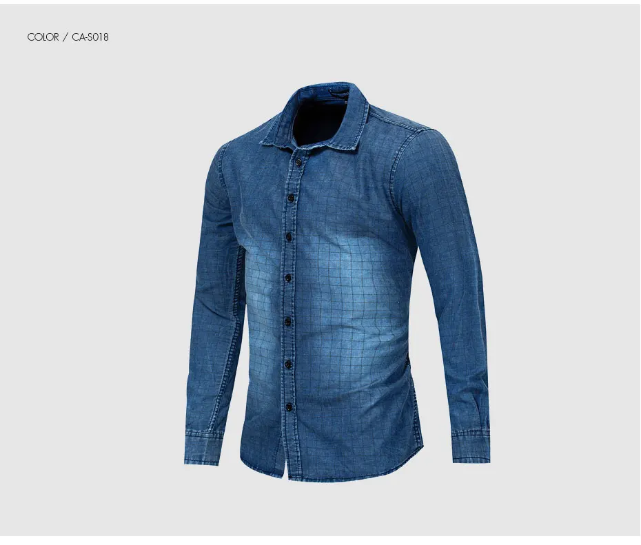 CARANFIER 2019 новые мужские Джинсовые рубашки Повседневное плед Camisa Homens 100% хлопок Chemise Homme модные ковбойские Camisa Hombre H470
