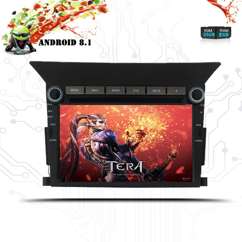 2 Din Android 8 1 RAM 2GB Автомобильный GPS dvd плеер для Honda Pilot 2009 2010 2011 2012 радио стерео аудио BT