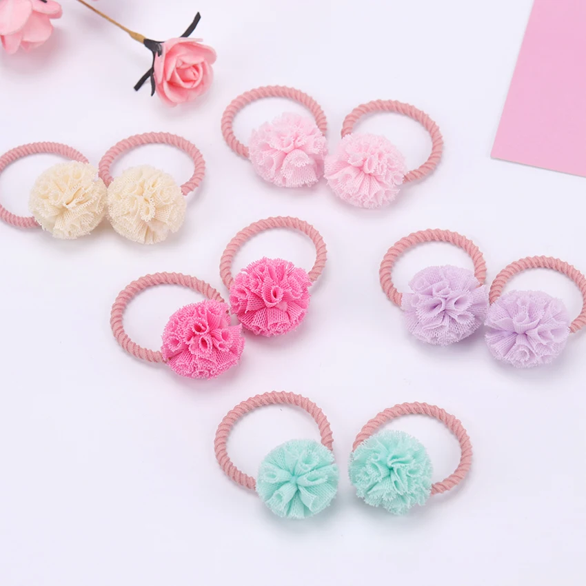 2PCS Cute Little Girls Hair Ties Ball Elastic Hair Band For Kids Hair Ropes Hair Accessories