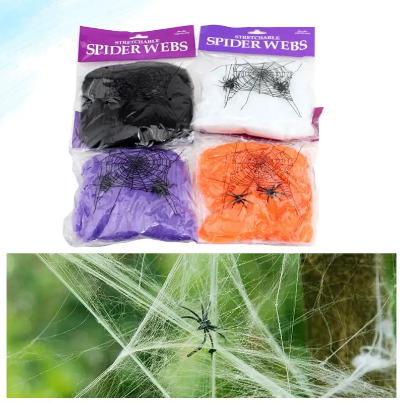 5 colors 2015 new funny silky cotton halloween spider web house outdoor scary halloween decorations party