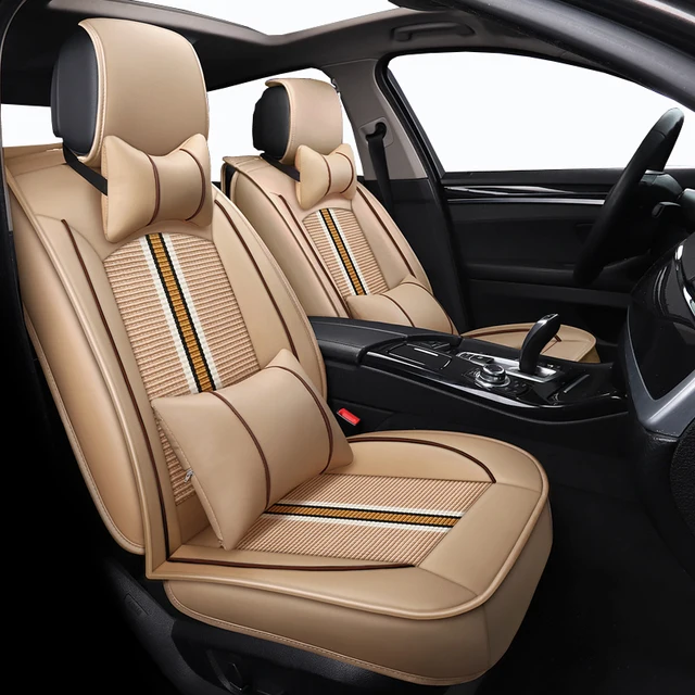 Front Rear Ice Silk Leather Auto Car Seat Covers For Citroen Front Rear Ice Silk Leather Auto Car Seat Covers For Citroen Berlingo Peugeot Volvo S60 Ford Kuga Jeep Renegade Bmw Cars