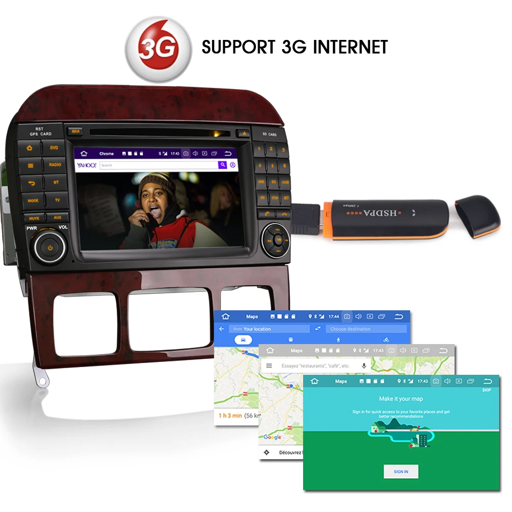 7 &quotAndroid 8 0 Авторадио WiFi 3G Автомобильный dvd плеер для Mercedes S/CL W220 W215 S500 CL600