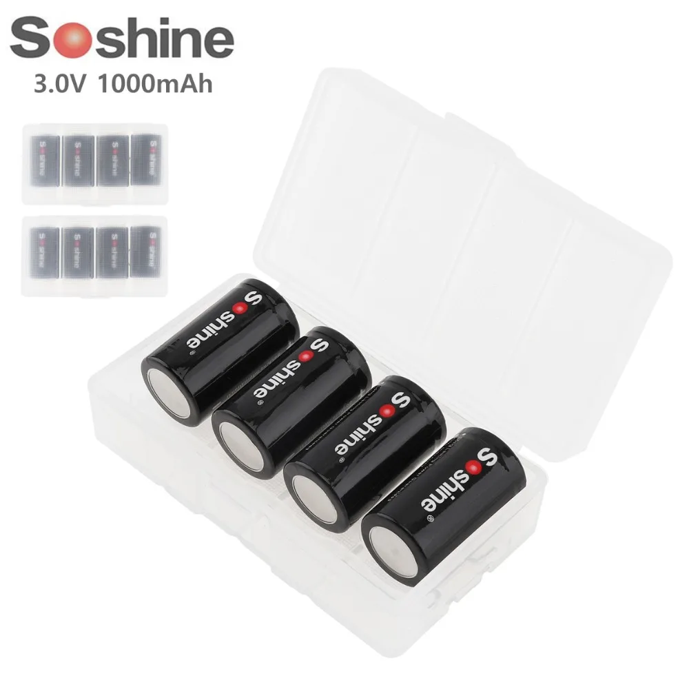 Soshine 8Pcs/lot 3V 1000mAh CR2 Lithium Battery with Portable Box for LED Flashlights / Headlamps High Quality | Электроника