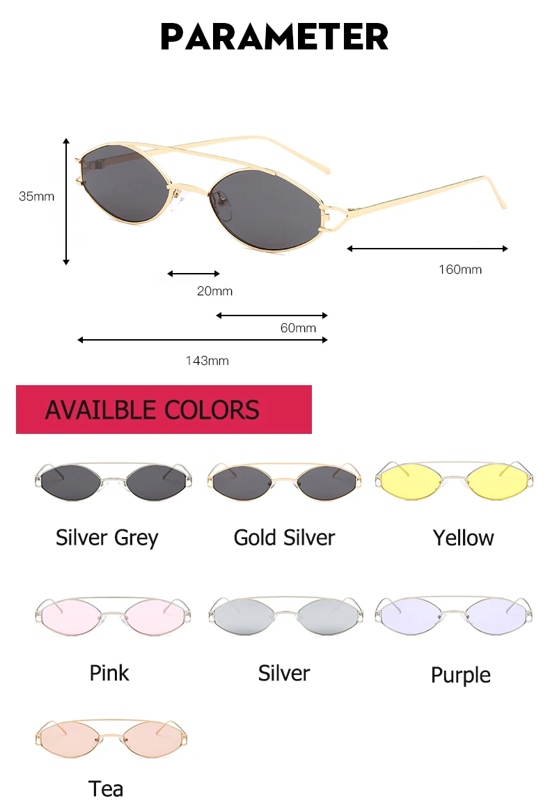 Классический небольшой овальные очки Для женщин Винтаж Марка Тощий металлический каркас Лето Sunnies Для мужчин солнцезащитные очки Желтый