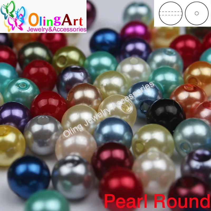 OlingArt 2019 Новинка 8 мм 100 шт./лот Круглые разноцветные акриловые бусины с имитацией