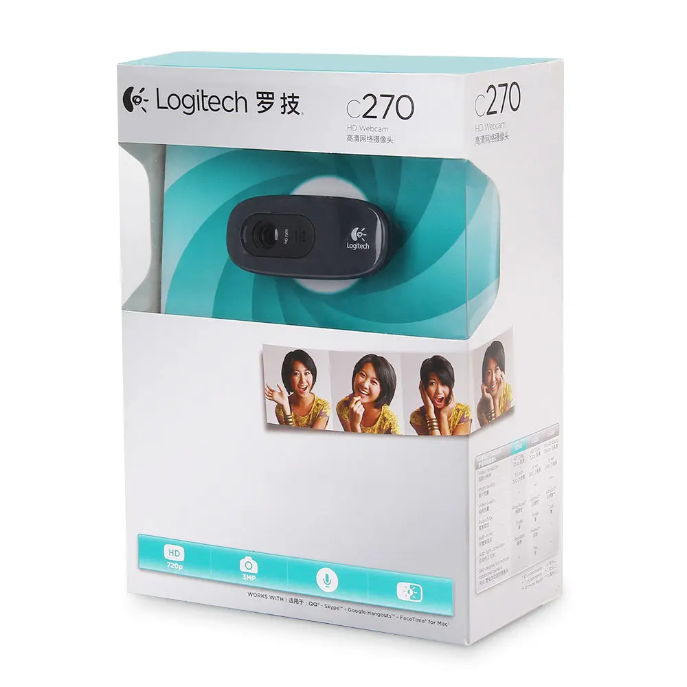 Оригинальная веб-камера logitech C270 HD Vid 720P со встроенным микрофоном USB2.0 Мини-Компьютерная камера для ПК ноутбука
