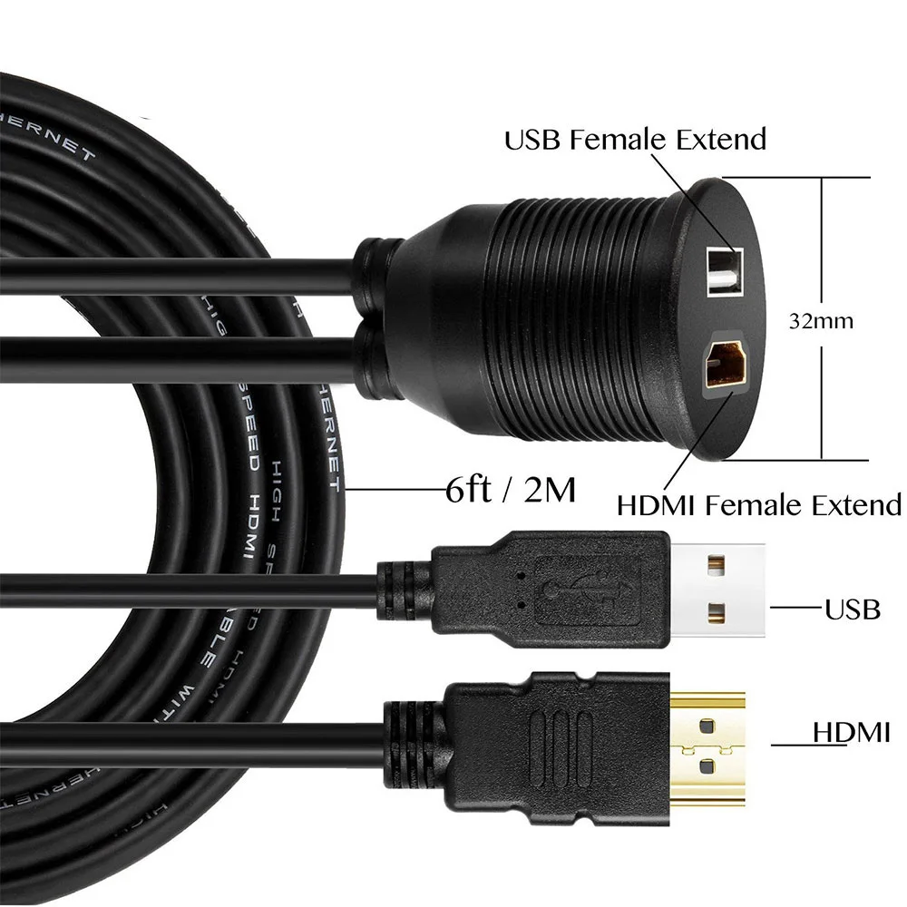 Lonleap автомобильный USBa & HDMI удлинитель USB штекер Женский для лодки мотоцикла панель