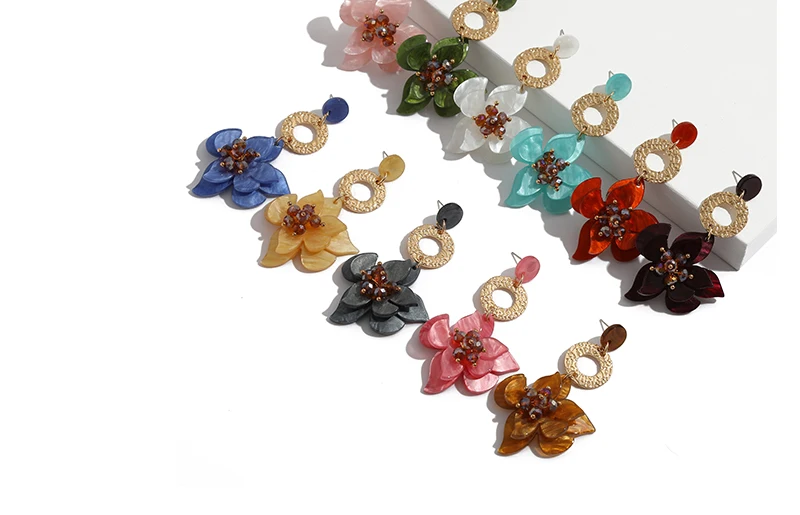 Flower Drop Earrings For Women Jewelry Bijoux Bohemain Statement Earrings Acrylic Wedding Dangle Earings Christmas Gift (5)