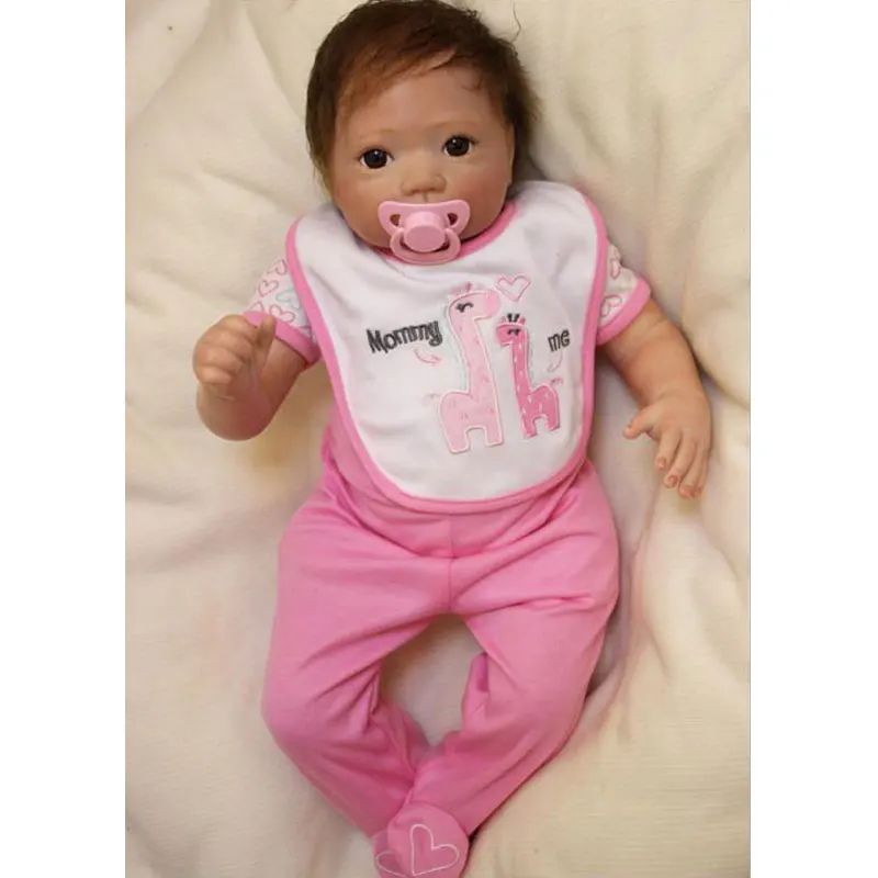 Kawai 22inch Silicone Reborn Doll Lifelike Children Doll Gift Toys Realistic Newborn Baby Toy Simulation Baby Dolls Brinquedos