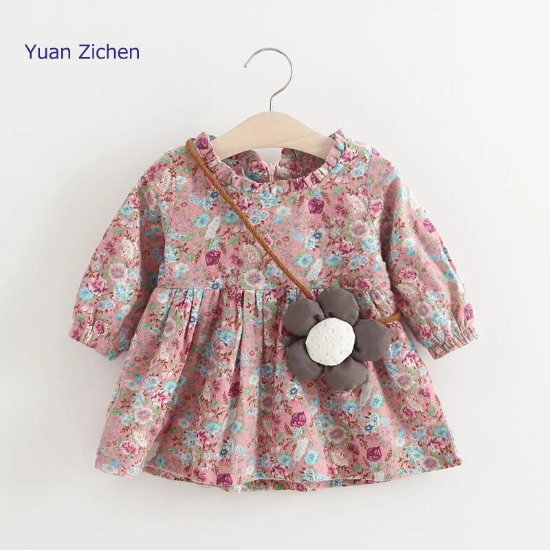 Baby Girl Dress 2017 Summer Children Long Sleeve  Floral Shivering Dresses  Kids Princess Winter Dresses For Girls