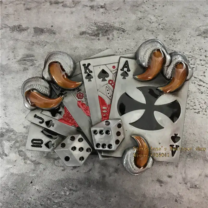 

Retail Paws Poker Skull Belt Buckle Man and Woman Jeans Kuso Gambling Buckles Cosplay Gift Fit 4cm width belt head