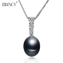 Модное ожерелье с подвеской из натурального черного жемчуга s 925 пробы Серебряное ювелирное изделие для жемчужное ожерелье для женщин серебряная цепочка аксессуары подарок