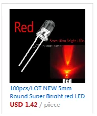 100 шт. 5 ММ ультрафиолетовый 395nm 400nm УФ светодиодный светильник с диодом 5 мм УФ светодиодный(ультрафиолетовый фиолетовый 5 мм круглый прозрачный объектив