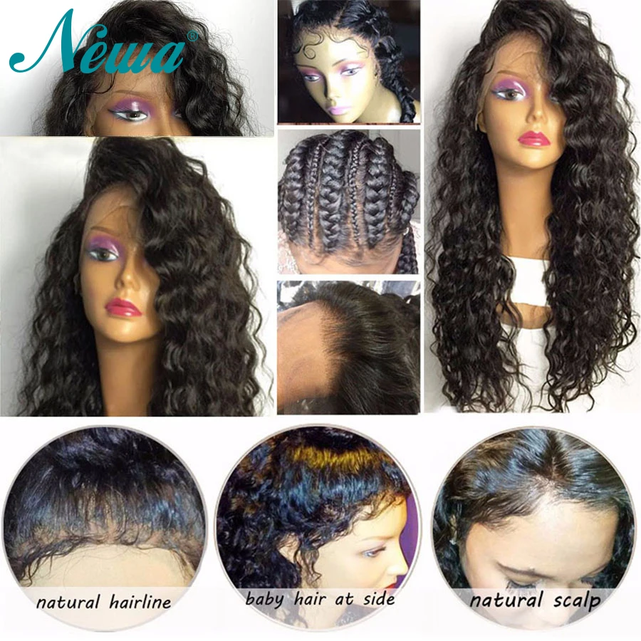 Newa волос 13x6 вьющиеся Синтетические волосы на кружеве человеческих волос парики с детскими волосами бразильские парики Реми человеческие Синтетические волосы на кружеве парики для чернокожих Для женщин
