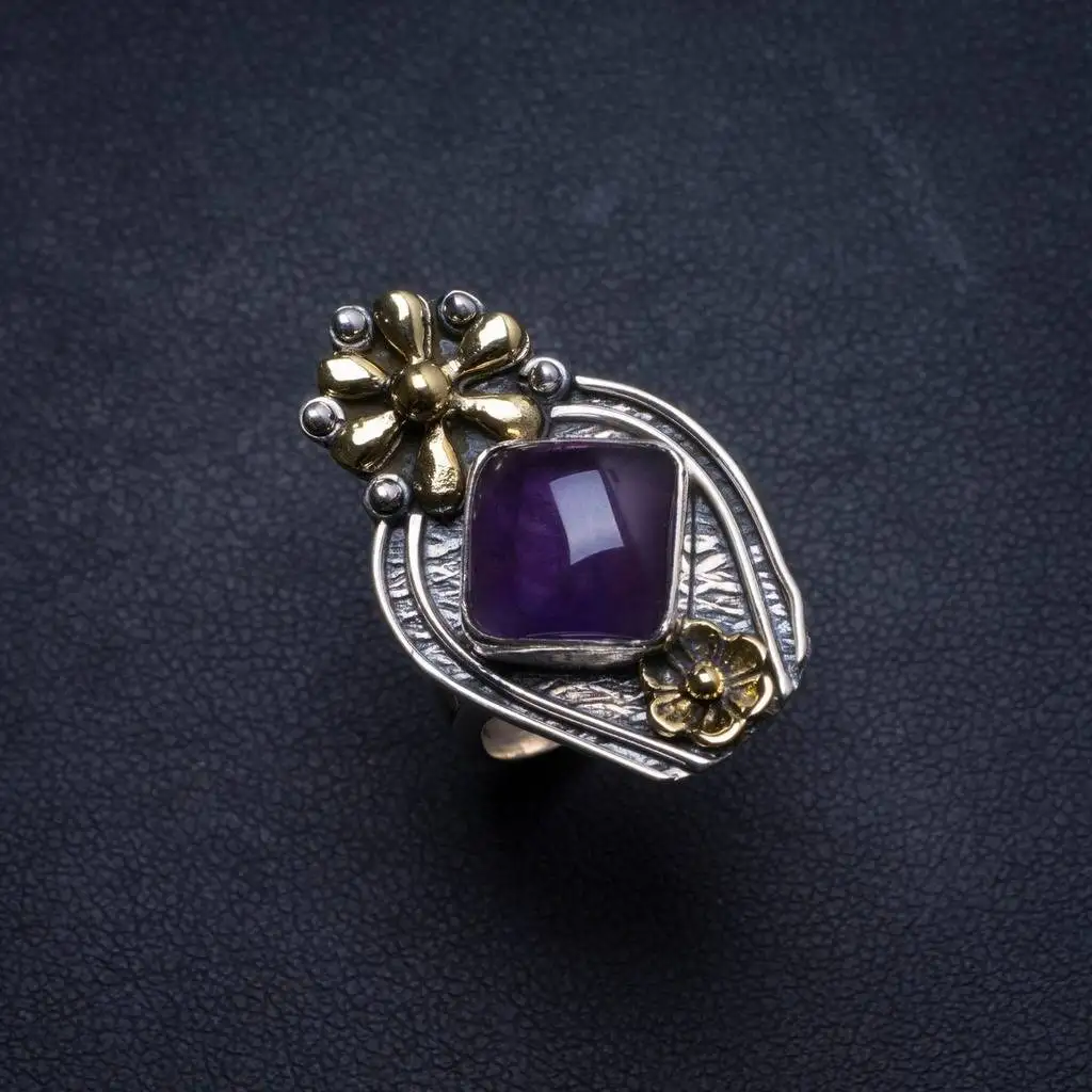 

Natural Amethyst Handmade Unique 925 Sterling Silver Ring, US size 8 X1677