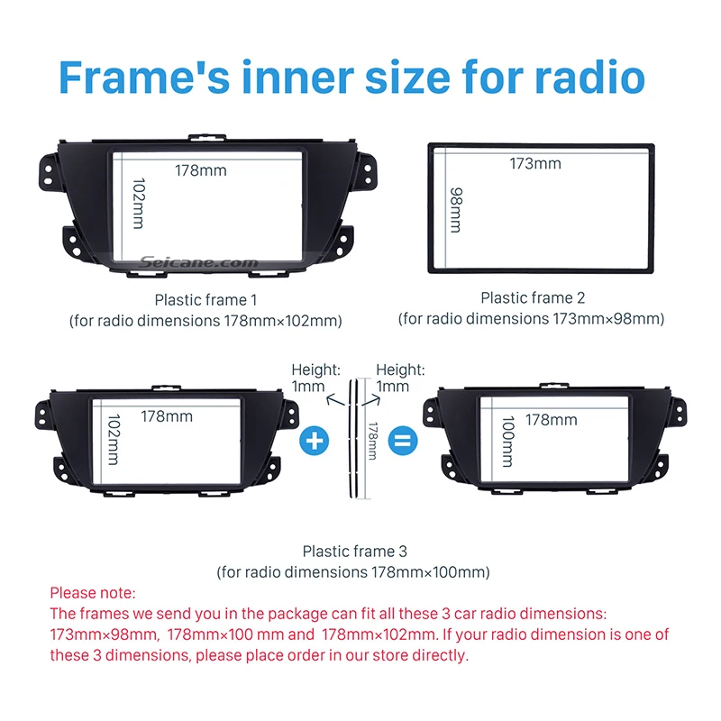 Seicane 173*98/178*100/178*102 мм и установка отделка комплект OEM 2 Din Автомобильный стерео Панель рамки Фризовая для SUZUKI ALTO K10 УФ-черный