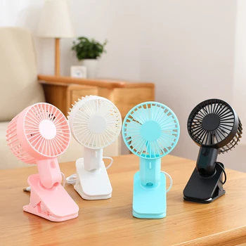 

2019 Mini Mute Clip Fan Silent Double Blades Baby Stroller Fans Portable Air Cooling 3 Speeds Desk USB Fan with USB Output