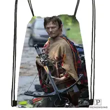 Custom Daryl-Dixon-The-Walking-Dead Drawstring Backpack Bag Cute Daypack Kids Satchel (Black Back) 31x40cm#180611-01-41