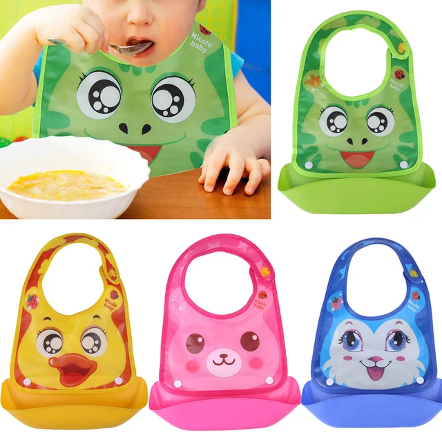 Baby Bibs Animal Cartoon Waterproof Baby Boy Girls Comfort Pocket Bib Cute Pattern Burp Saliva Towel Cloths Feeding silicone Bib