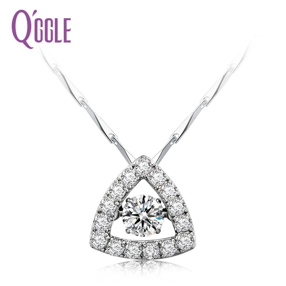 

QGGLE S925 Sterling Silver Austrian Zircon Necklace & Pendant for Women Glittering Pendant Chain Necklace Jewelry