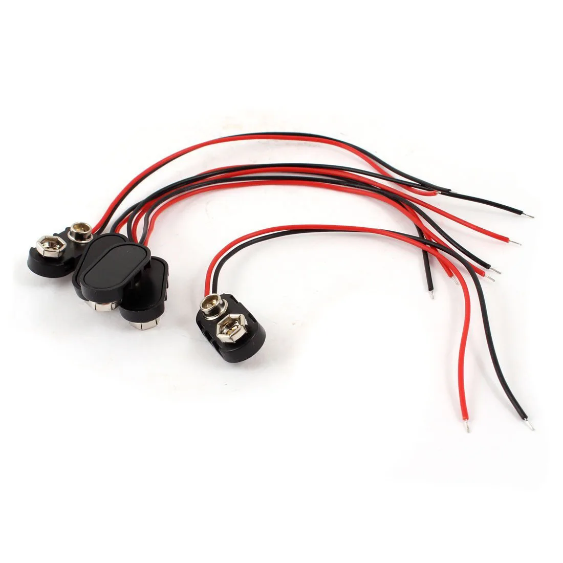 

5 x black plastic case 14, 99 cm 2 - cable connector 9 V rechargeable battery