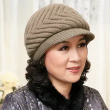 Winter cap hat rabbit the elderly hat knitted hat autumn and winter female fashion mother’s new year gift warm rabbit fur cap