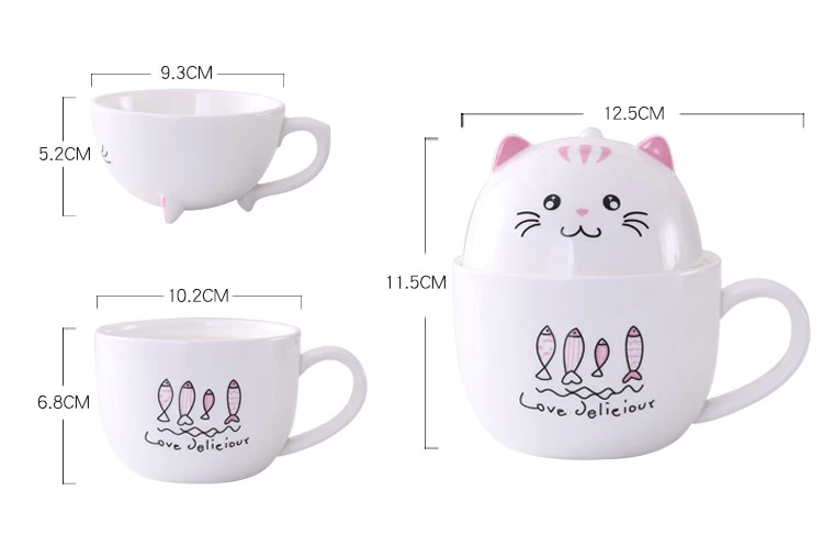 330 мл, креативная стереоскопическая кружка с котенком, милый мультяшный МОРИНГ, крышка, молоко, кофе, чай, уникальные фарфоровые чашки, индивидуальная посуда для напитков, вода