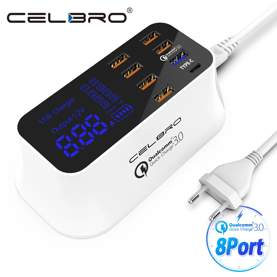 

8 Multi Port USB Fast Charger Station Quick Charge 3.0 Wall USB HUB Charger for Samsung Galaxy Note 9 8 S9 S8 Plus Phone Charger