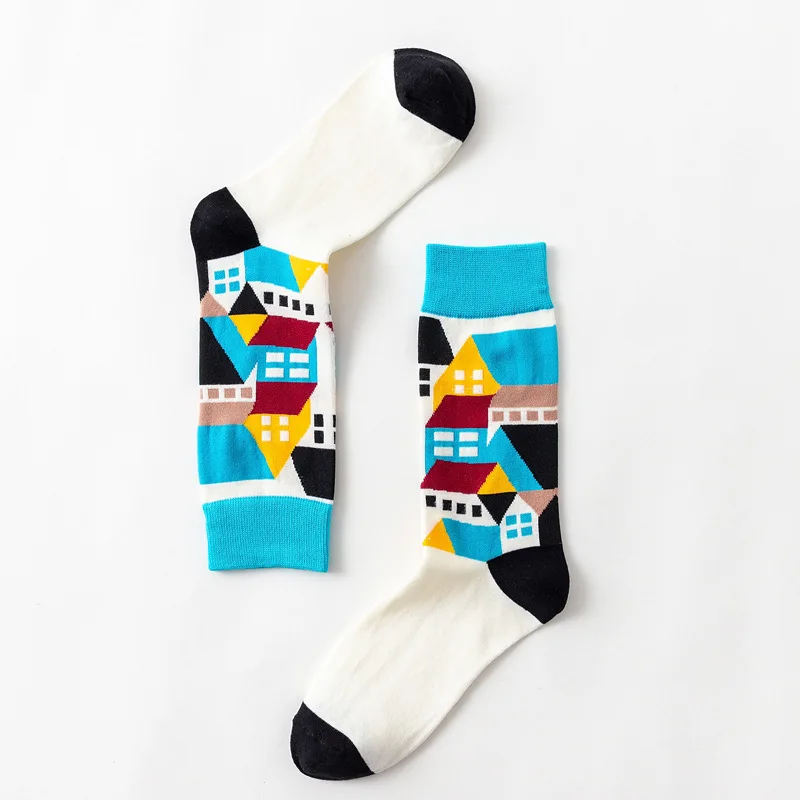 Модные носки в геометрическом стиле короткие носки хлопковые с забавным рисунком женские зимние осенние мужские унисекс счастливые короткие носки женские Sox
