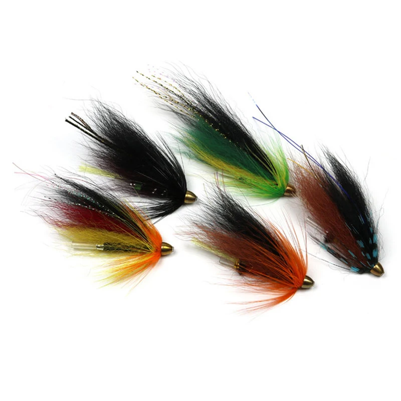 

4pcs Conehead Tube Salmon Fishing Flies and Trout Fly Fishing Lures 5 colors