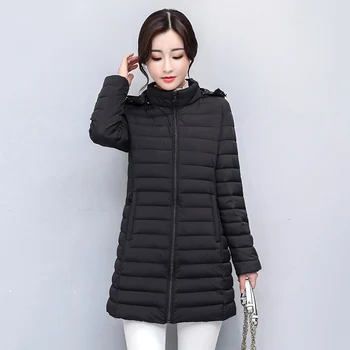 

Women Winter Jacket Hooded Cotton Padded Autumn Outwear Coat Long Solid Wine Red Army Green Ladies Parka