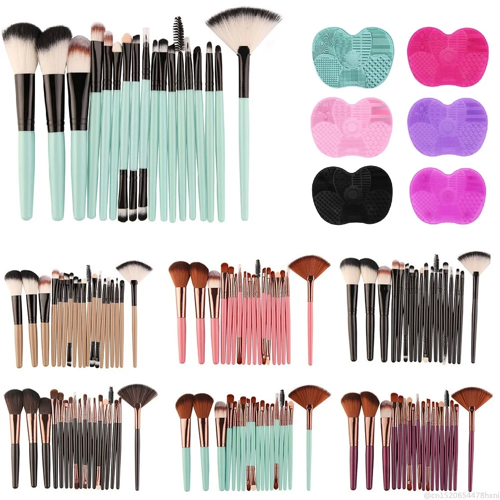 

7 Colors 18Pcs Makeup Brushes Tool Set Eye Shadow Foundation Powder Eyeliner Eyelash Lip Silicone Makeup Brush Cleaner Cleaning