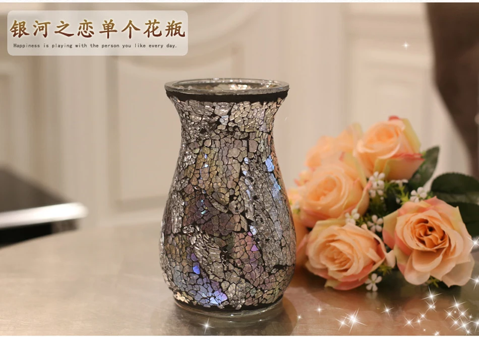 Европейская креативная стеклянная ваза, модная мозаичная ваза, ваза ручной работы, сушеные цветы, Террариум, стеклянные контейнеры, домашний декор