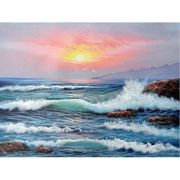 

3d diamond painting needlework full drill diamond mosaic diamond embroidery sea scenery cross stitch sewing knitting needles LX