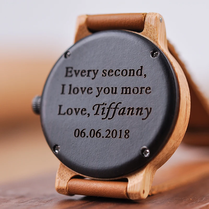 Wood Engraved Watch Lover's Watches Customized Best Gifts for Boy Friends Anniversary Gift For Man Relogio Masculino