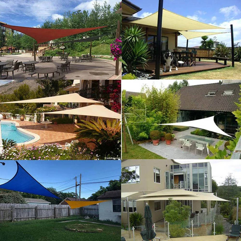6x6x6m Triangle Sun Shelter Water Resistant Sun Shade Sail Canopy Camping Tent Tarp Waterproof Sunshade Awning Beach Picnic