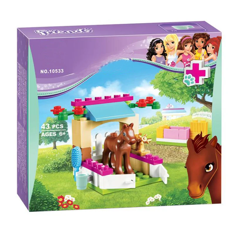 

Friends 10533 43pcs Horse Little Foal Stable Building Blocks Set Horse Stable Toys Compatible LegoINGly 41089 for girl