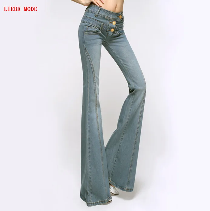 2017 High Waisted Skinny Bell Bottom Jeans Woman 2017 Push Up Calca Flare Jeans Mujer Taille