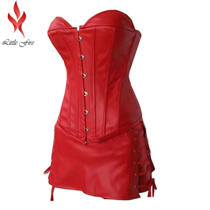 Buy Red Leather Corsets Plus Size Women Tight Lacing