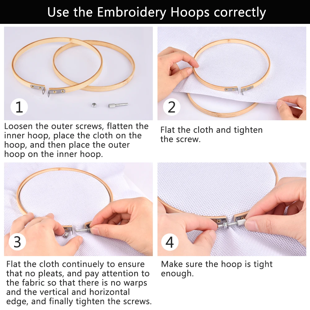 Cross Stitch Machine Bamboo Frame Embroidery Hoop Ring Diy Needlecraft Round Loop Hand Sewing Tool Accessory 12-14cm
