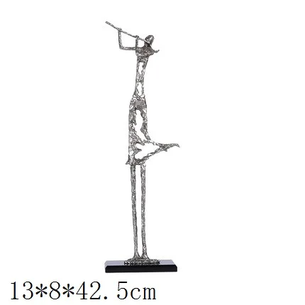 Ретро статуэтки музыканта барабанный скрипач певица Художественная Скульптура сплав искусство и ремесло украшения для гостиной R1367 - Цвет: Светло-серый