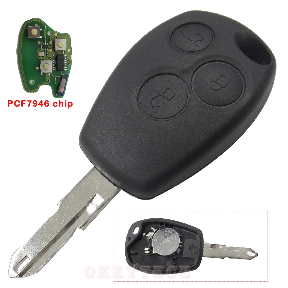 OkeyTech 2/3 кнопка дистанционного ключа 433 МГц ID46 PCF7946 чип 3 кнопки NE73 для Renault Trafic Vivaro