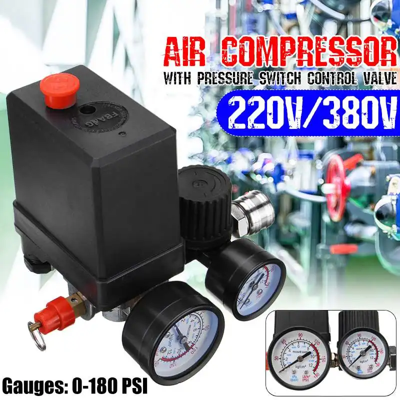 Price Durable 240V 380V Regulator Duty Air Compressor Pump Pressure Control Switch Air Pump Control Valve 7.25 125 PSI with Gauge